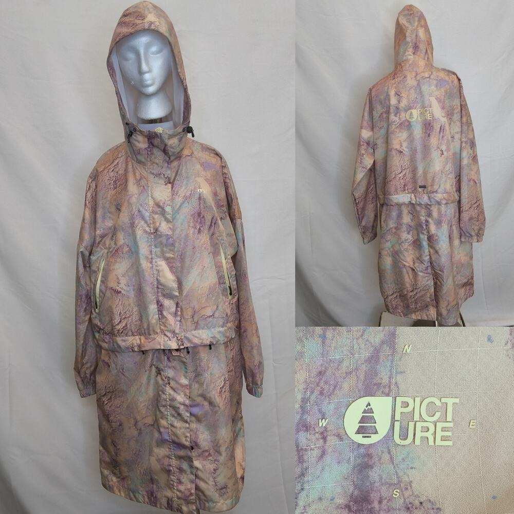Picture Organic Windbreaker Trench Coat Women's L Zip Off Marble Pink #W5299